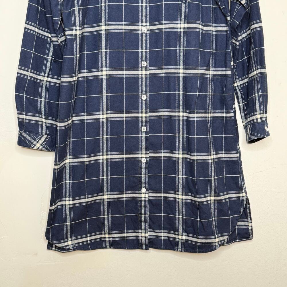 Garnet Hill Womens M Blue Plaid Shirt Dress Button Front Cotton Preppy Cottage - Picture 8 of 9